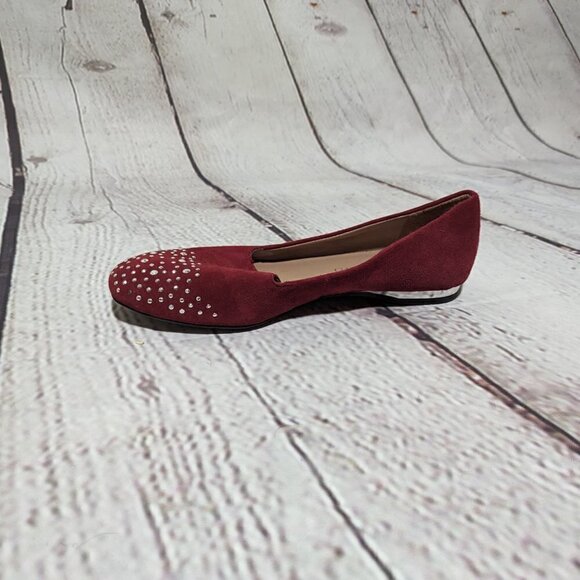 FRANCO SARTO Red Suede Rhinestone Embellished Loafer Shoe 7.5 NEW - Picture 3 of 11